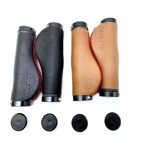 LITEPRO Folding Bike Handlebar Double Locking Grip For Brompton 22.2mm Leather Vintage Handmade Grip