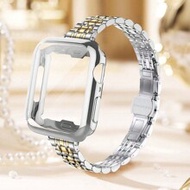 2pcs Watch Band + Watch Case Set, 14mm Wide Women's Metal Detachable Stainless Steel Watch Band With