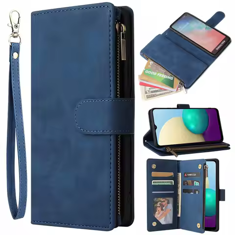 Zipper Pocket Wallet Multiple Card Slots Stand Phone Cover For Samsung Galaxy A8 A9 A6 2018 A7 2015 