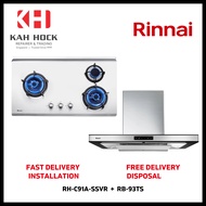 RINNAI RH-C91A-SSVR CHIMNEY HOOD + RB-93TS 3 BURNER STAINLESS STEEL BUILT-IN HOB BUNDLE