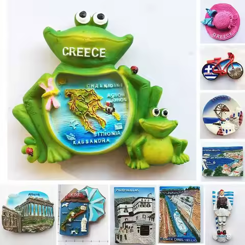 Greece Tourism Fridge Magnet Frog Stickers Athens Santorini Pilio Hellas Leptokaria Travel Refrigera