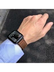 1 pieza Banda de lazo de cuero con hebilla magnética compatible con Apple Watch Para deportes de hombres y mujeres 38mm 40mm 41mm 42mm 44mm 45mm 49mm, correa para la Serie Ultra 9/8/7/6/5/4/3/2/1 SE