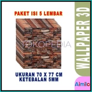 READY TERLARIS PAKET ISI 5 LEMBAR WALLPAPER DINDING 3D BATA MERAH / WALLPAPER KAMAR TIDUR BATU ALAM 