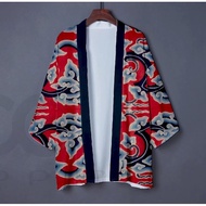 MERAH Haori Kimono Unisex Anime batik indonesia red CARDIGAN BLAJER BLAZER HAORI WOMEN MEN JAPAN