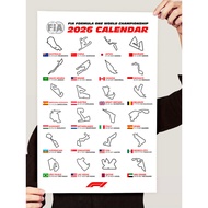 2026Year F1Calendar Poster Mural World F1Formula One Racing Wall Art Track Wall Sticker