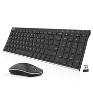 Arteck 2.4G Wireless Keyboard and Mouse Combo HW193MW162 Stainless Ultra Slim Full Size Keyboard and