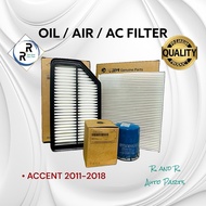 ACCENT FILTERS AIR FILTER ACCENT AIRCON FILTER ACCENT OIL FILTER ACCENT 2011-2018 MODEL ACCENT FILT
