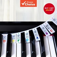 Beginner's 88-Key Removable Silicone Piano Keyboard Label Set, No Adhesive Needed, Reusable, with Bo