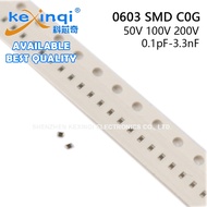 (5-50pcs) 0603 SMD 50V 100V 200V C0G Capacitor 0.1pF 0.25pF 1pF 2.2pF 3.6pF 4.7pF 5.1pF 10pF 27pF 10