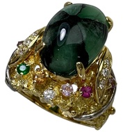 12号 DESIGNER JEWELRY / Artist Jewelry Trapiche Emerald 5.83ct Diamond 0.09ct Emerald/Sapphire/Ruby 0