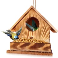 Decoration with Feeder Bird House, Wooden Bird House, Outdoor Bird House, Wild Bird House, Birds of 