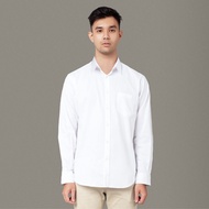 Benhill Kemeja Pria Basic Polos Panjang Katun Poplin Putih 09-16133