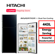 Hitachi Inverter 2 Door Glass Deluxe Refrigerator 443L (Glass Black) (R-VGX490PM9 GBK)
