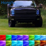 Headlight Multi-color RGB LED Angel Eyes Halo Ring Eye DRL RF Remote Control for Chevrolet Silverado