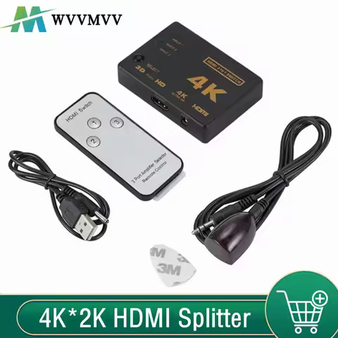 WvvMvv 4K*2K 3D Mini 3 Port HDMI-compatible Switch 1.4b 4K Switcher Splitter 1080P 3 in 1 out Port H