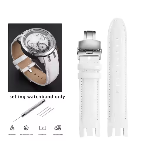 Cowhide watch strap for SWATCH Swatch YRS403 412 402G cowhide watch chain fittings with butterfly bu