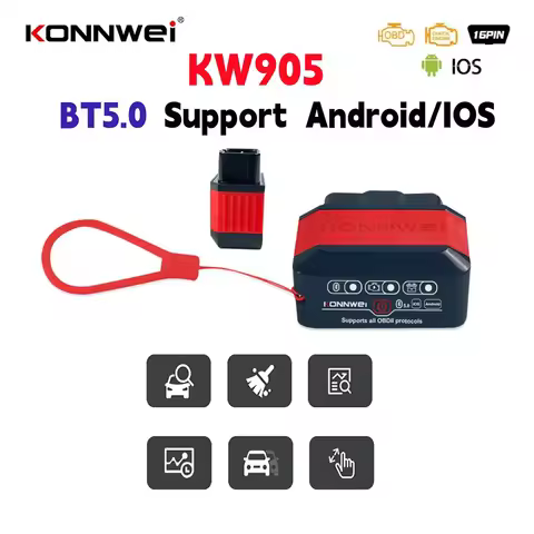KONNWEI KW905 ELM327 V1.5 PIC18F25K80 OBD2 Scanner Bluetooth 5.0 For Android IOS ELM 327 OBD 2 Car D