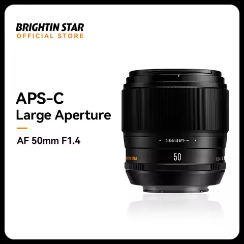 Brightin Star AF 50mm F1.4 APS-C Mirrorless Digital Camera Lens for Sony E ZVE10 A6400 A7 III IV Fuj