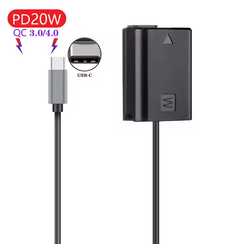 AC-PW20 NP-FW50 Dummy Battery DC Power Adapter for Sony Alpha A6400 ILCE-6400 6500 6300 6000 5100 50