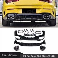 ABS Car Rear Bumper Lip Diffuser with Exhaust Tips For Mercedes Benz W118 C118 CLA180 CLA200 CLA250 CLA35 CLA45 AMG 202