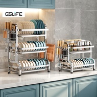GSlife New Arrival Antirust Dish Drainer Rack Dish Rack Stainless Steel Rak Pinggan Kitchen Rack