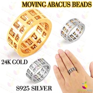 ✣♣100% original Transfer beads Cincin rings Emas Korea 24K Gold Plated Ring Full Sempoa Abacus - Width 0.7cm 转运珠算盘戒指