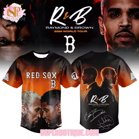Chris Brown X Usher "Raymond & Brown 2026 Tour" X Red Sox Baseball Jersey Men Y2K Are Suitable for D