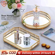 Mirror Tray Metal Gold Jewelry Tray Makeup Snack Tray Fruit Tray Dulang Cermin Dulang Hantaran