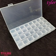 TYLER 32 Grid Pill Organizer Box, Lightweight Plastic Medicine Organizer, Large Capacity Sturdy Moisture Proof Portable One Month Pill Cases Holds Vitamins