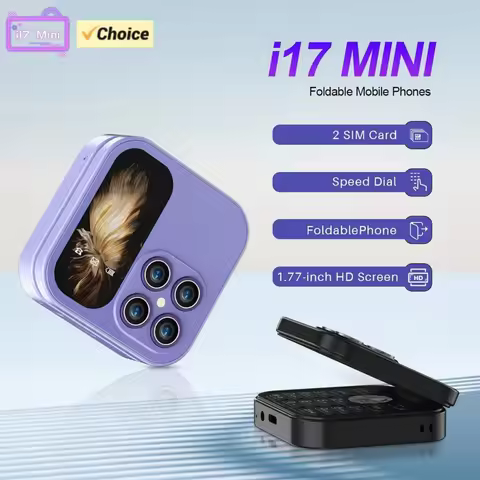 i17 2G Foldable Mini Phone Dual SIM 1.77inch HD Screen Mobile Phone Flashlight Speed Dial FM Bluetoo