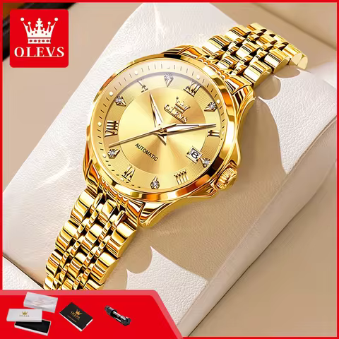OLEVS 6702 Luxury Elegant Automatic Mechanical Watch for Women Waterproof Business Wristwatch Calend