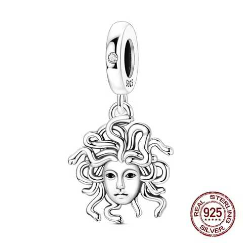 925 Sterling Silver Mystery Gorgon Medusa Pendant Charm Fit Original Charm Bracelets Women DIY Jewel