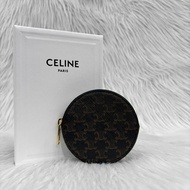 Celine 凱旋門老花圓餅拉鍊零錢包