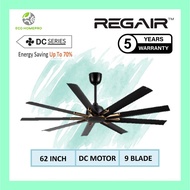 REGAIR UT62 UT72 62/72'' DC 9 Blade Ceiling Fan (8F+8R)(16Speed/Matte Black + Gold)