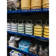 CLASSIC  ENAMEL TIFFIN MANGKUK TINGKAT 10CM 3 TIER ENAMEL COLUR FOOD CARRIER