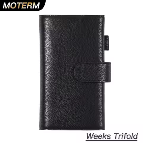 Moterm Trifold Planner Cover for Hobonichi Weeks/ Weeks Mega Notebook Pebbled Grain Leather Organize