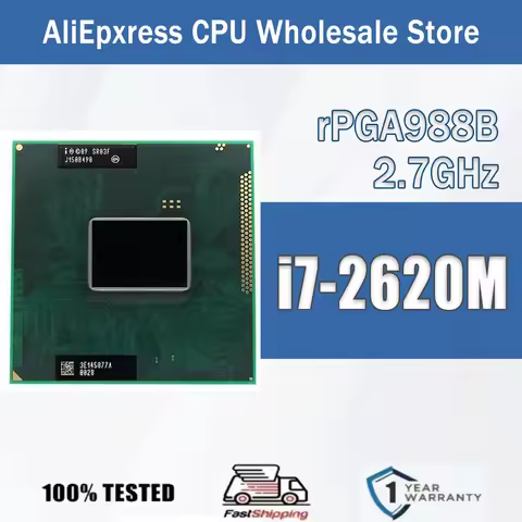 Intel Core I7-2620M 2.7GHz 4M 35W I7 2620M Computer CPU Processor Server Socket G2 / RPGA988B SR03F