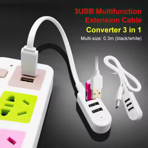 1/2/3/4/5/6Pcs 3Ports Usb Hub High Speed USB Splitter Hub Adapter With Cable For PC Laptop Phone