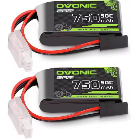 OVONIC 2S Lipo 750mAh 7.4V 50C Lipo Battery with XT60 to TR Connector[2.1" D x 1.1" W x 0.6" H][1 Pa