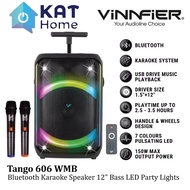 VINNFIER TANGO 606 WMB 12'' BASS BLUETOOTH KARAOKE SPEAKER WITH PARTY LIGHTS / AUX IN / USB / MICRO 