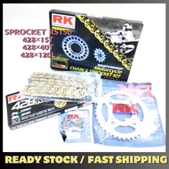 HONDA RS150 RS150R RSX150 RK MOTORCYCLE STEEL CHAIN AND SPROCKET SET 428×120L / 15T / 40T RK ORING SPOCKET