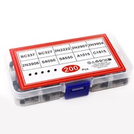 200Pcs Transistor Kit 2N2222 2N2907 2N3904 2N3906 BC327 BC337 S8050 S8550 A1015 C1815 PNP/NPN 10 Va