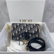 DIOR Saddle 刺繡 馬鞍包 腰包 牛仔藍色