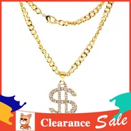 [CHA] Rhinestone US Dollar Money Style Pendant Long Chain Necklace Hip Hop Jewelry