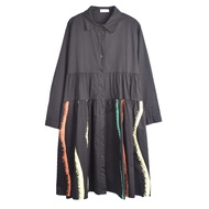 XITAO Dress Casual Long Sleeve Women Striped Shirt Dresses