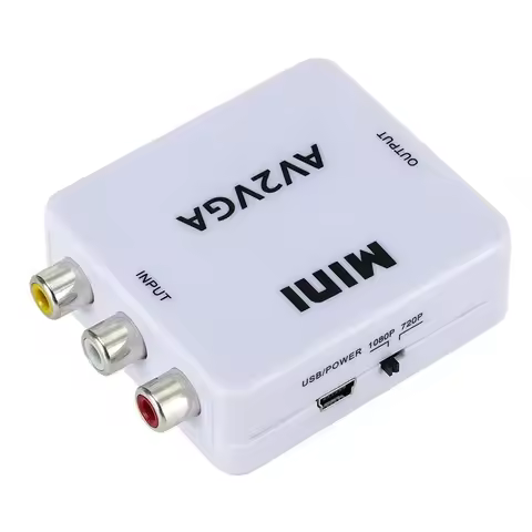 1080P 60hz RCA AV To VGA Video Converter Adapter with 3.5mm Audio AV2VGA / CVBS + Audio for PS2 DVD 