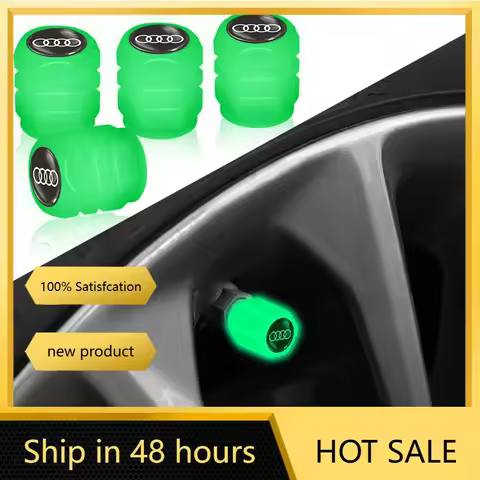 4Pcs Car Tire Valve Cap Luminous Valve Core Cover Universal For Audi A1 A3 A4 A5 A6 A7 S3 S4 S5 S6 R