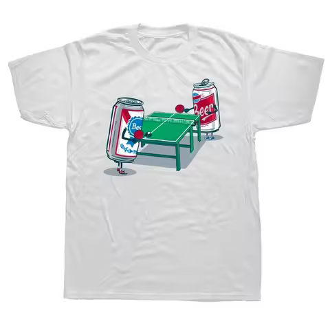 Funny Table Tennis Ping Pong Beer T Shirts Graphic Streetwear Short Sleeve Birthday Gifts Summer Sty