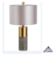 Table lamp Luxury Design Metal gold Brass Neutral Marble Fabric Shade E27x1 Size. D360xH660 mm.