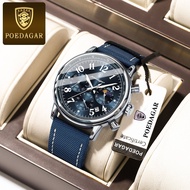 POEDAGAR Men's Sport Watch Waterproof Original Multifunctional Luminous Relo Nylon Strap